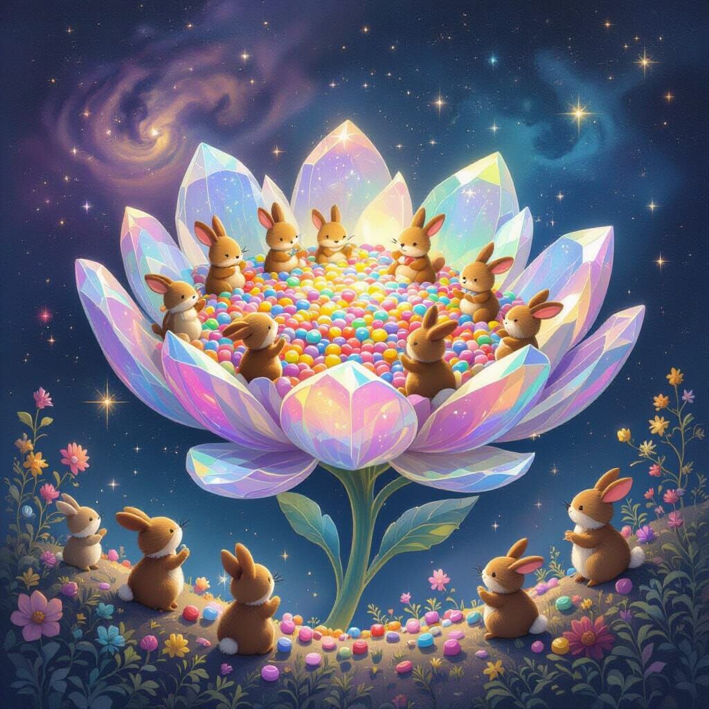 Intelligent Animals Feast on Crystal Flowers in Cosmic Nebul...