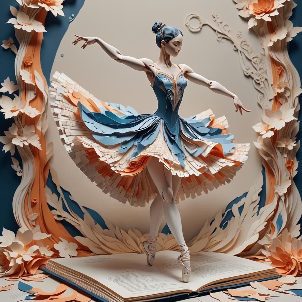 Anime Ballet Dancer Paper Sculpture in Pop-Up Book