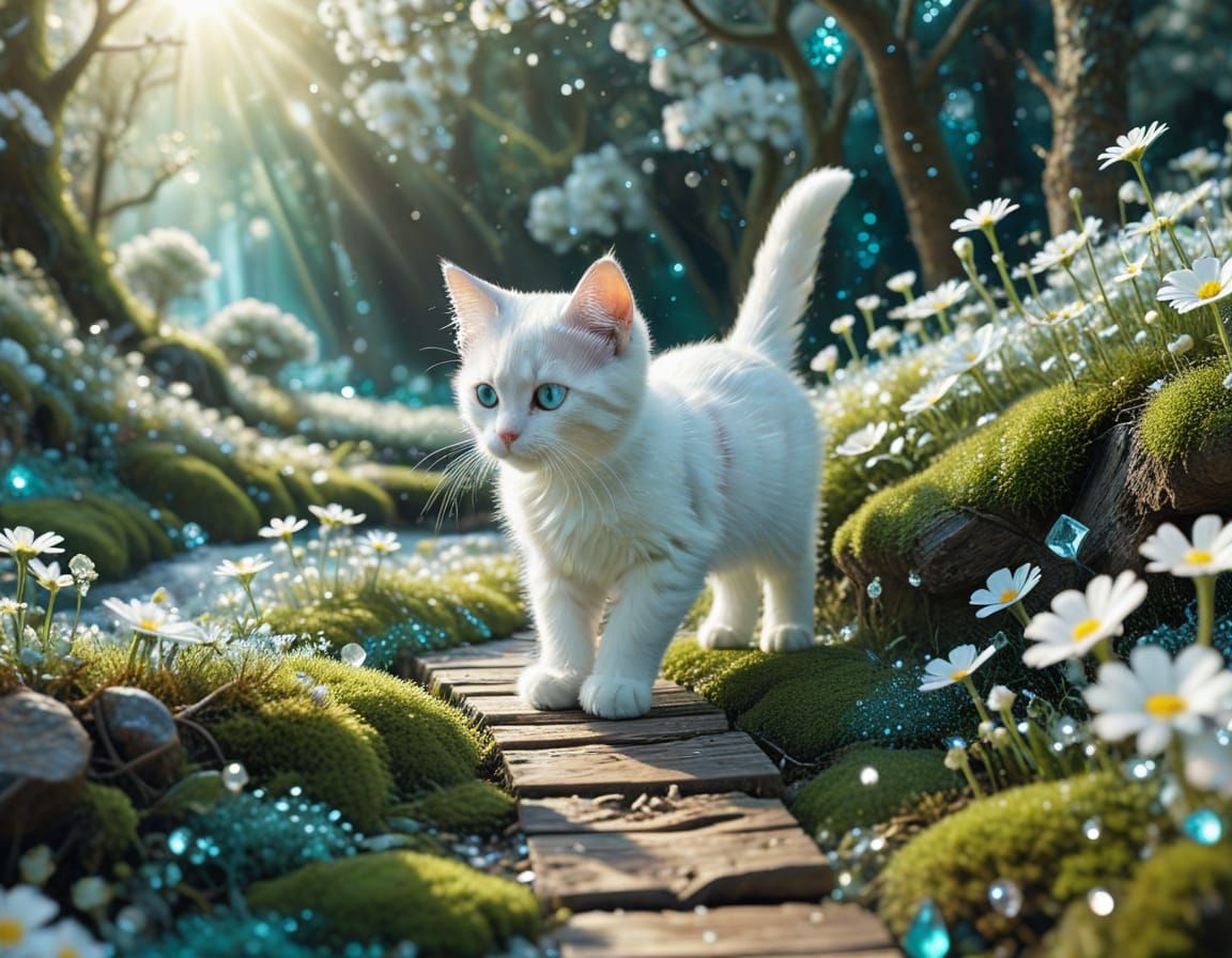 Surreal Kitten Embarks on Dreamlike Journey Through Whimsica...