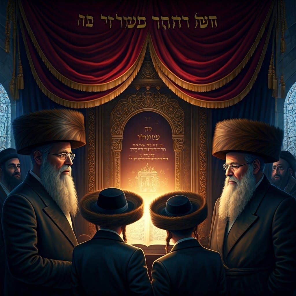 Ultra-Orthodox Jew with Torah Scroll, Detailed Matte Paintin...