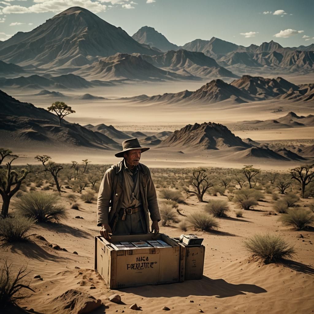 Biblical Man in Desert Landscape, Cinematic Still
