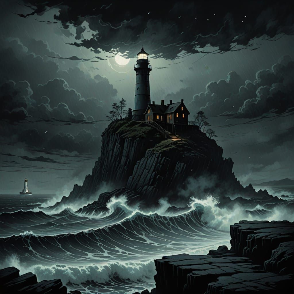 Lighthouse on Obsidian Cliff in Dark Fantasy Comic
