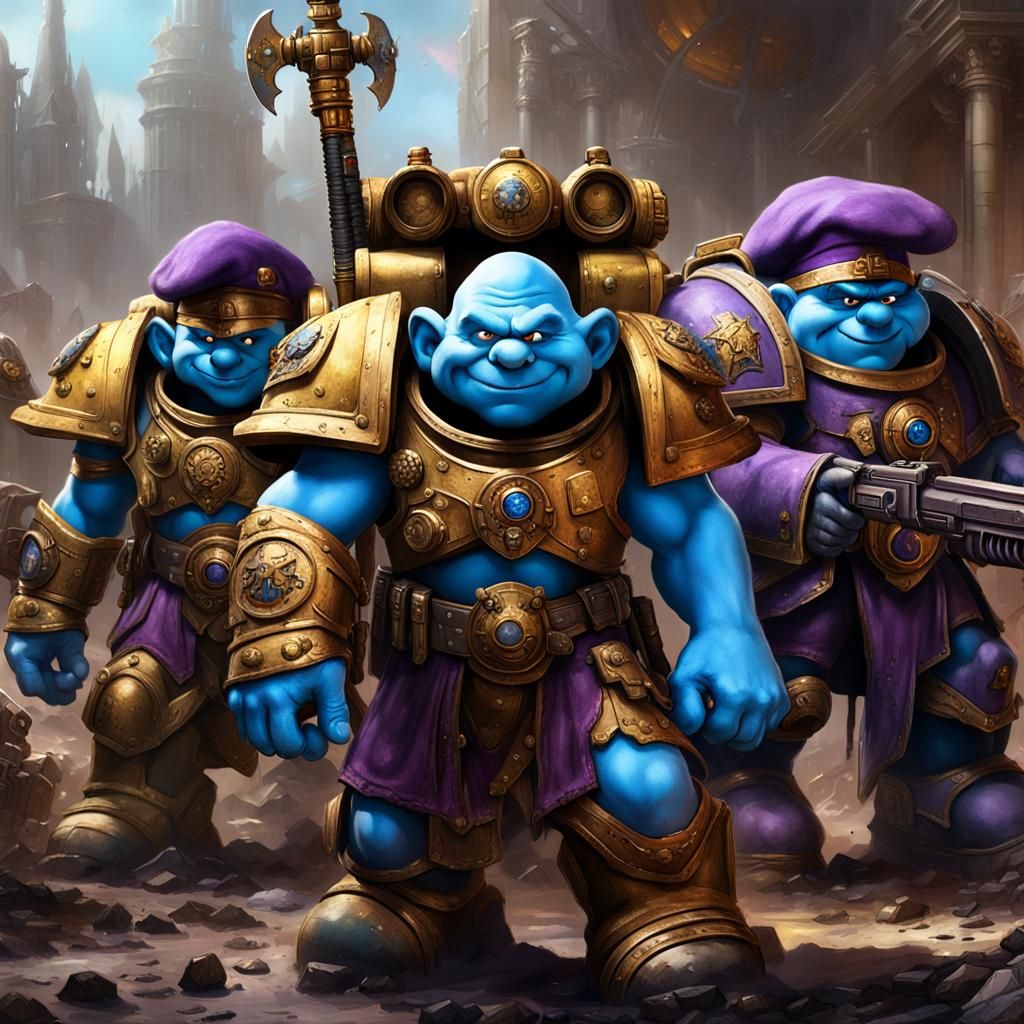 Smurfs as WarHammer 40000  Space Marines