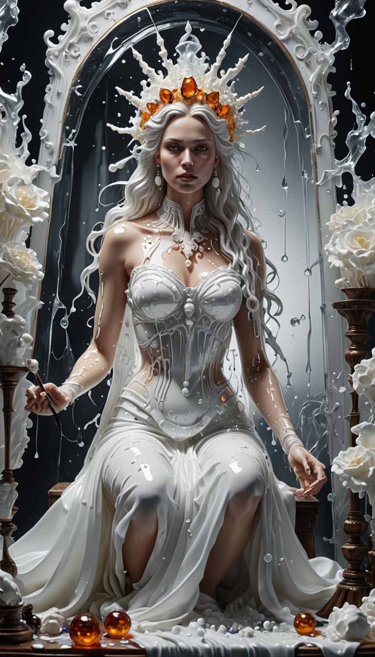 Milk Glass Goddess Paints on Glass Easel