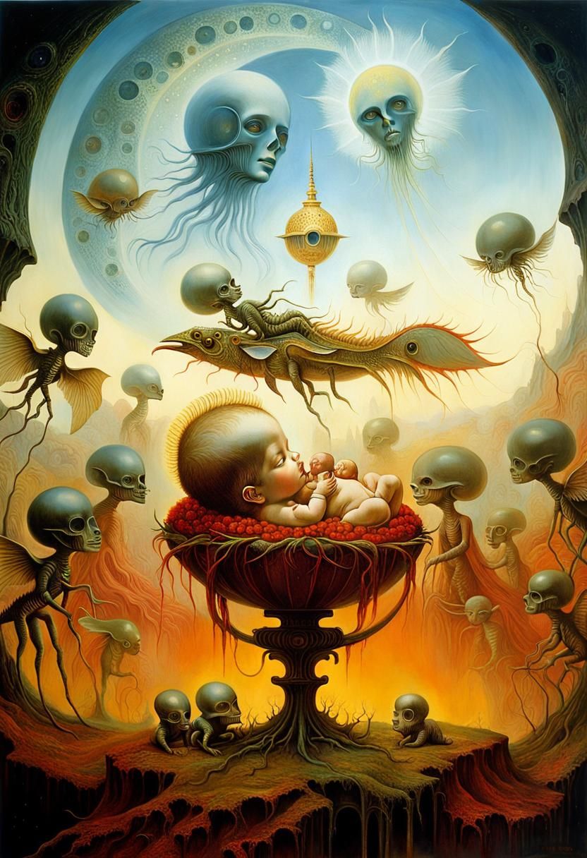 Surreal Adoration of the Infant: Visionary Art