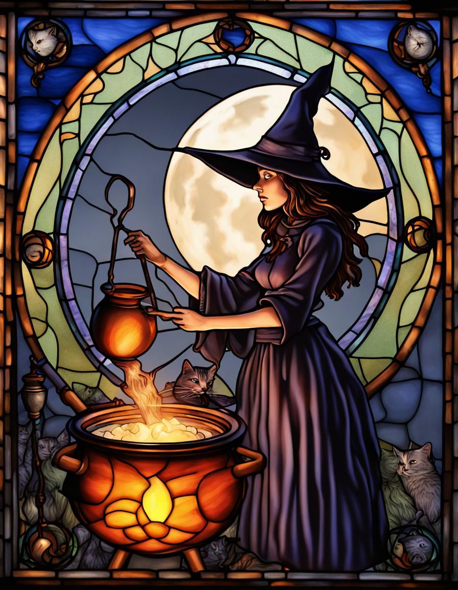 Stain glass witch