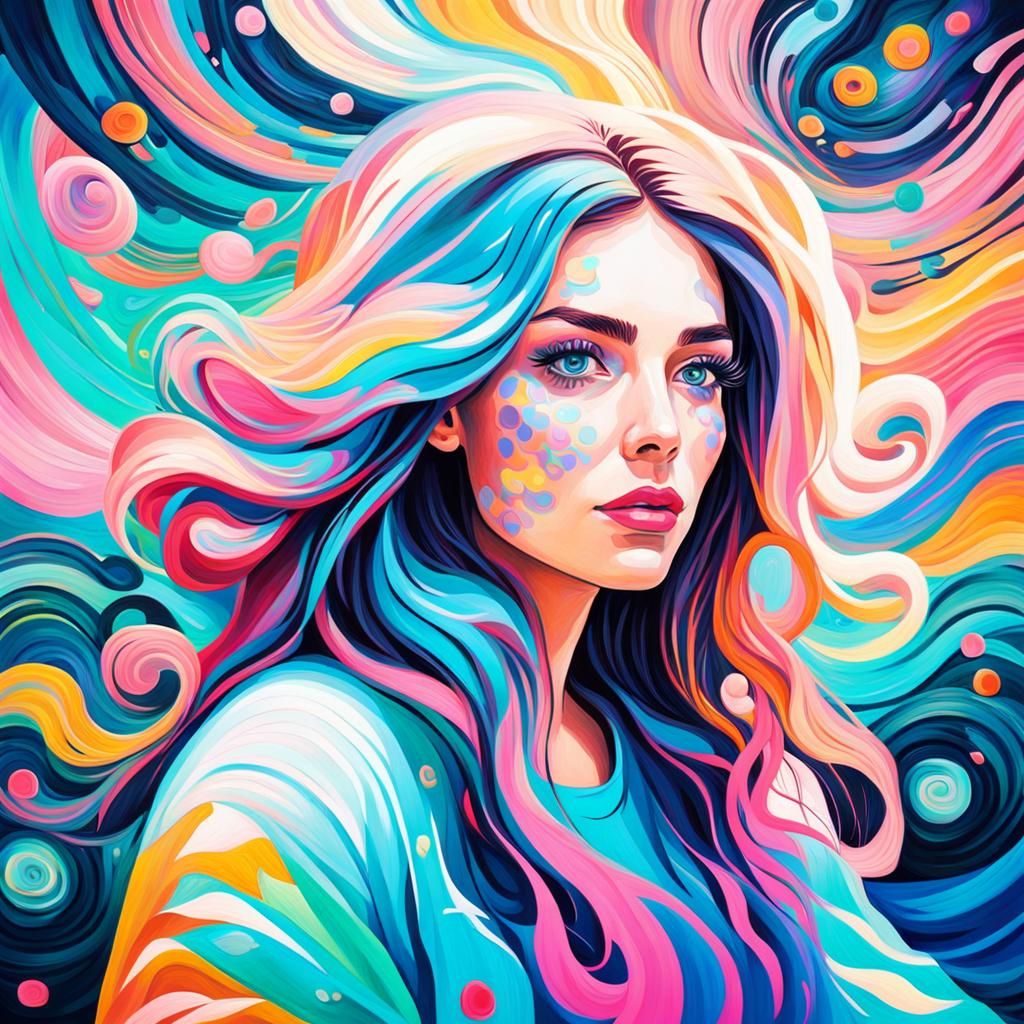 Psychedelic Portrait in Van Gogh Inspired Impasto Style