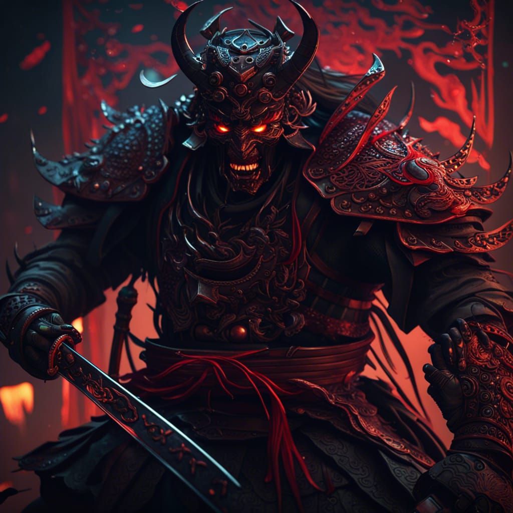 Demon Samurai in Dark Fantasy Style
