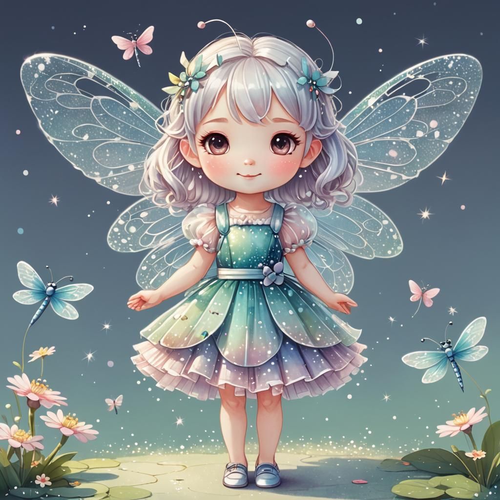 Kawaii Anime Fairy with Dragonfly Wings