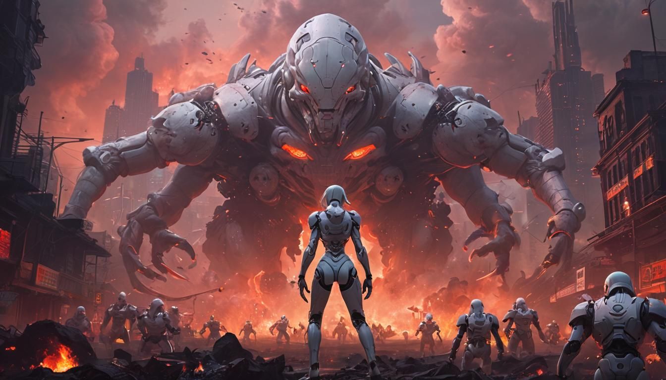 Cyberpunk Hellscapes: Giant Cyborg Heads in a Dreamlike City