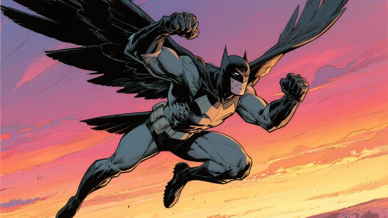 Batman with feathered wings.