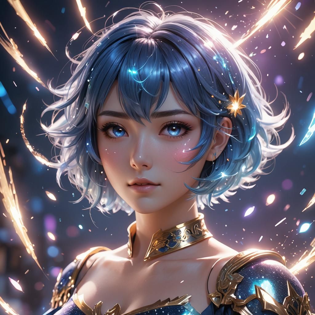 Vibrant Magical Girl Transformation in Ethereal Light