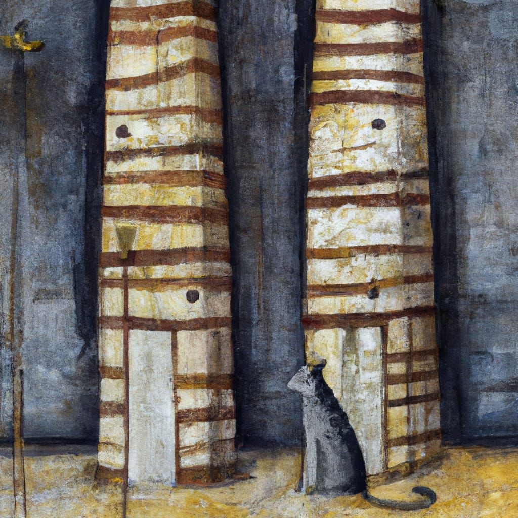 Bastet in Seti II's Tomb: Naive Oil Painting