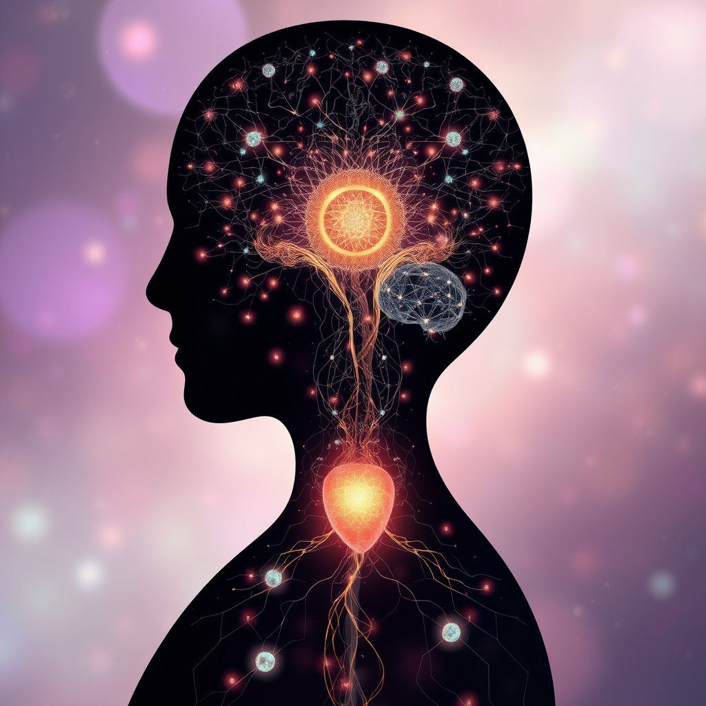 Quantum Biology: Glowing Human Silhouette in Digital Art Sty...