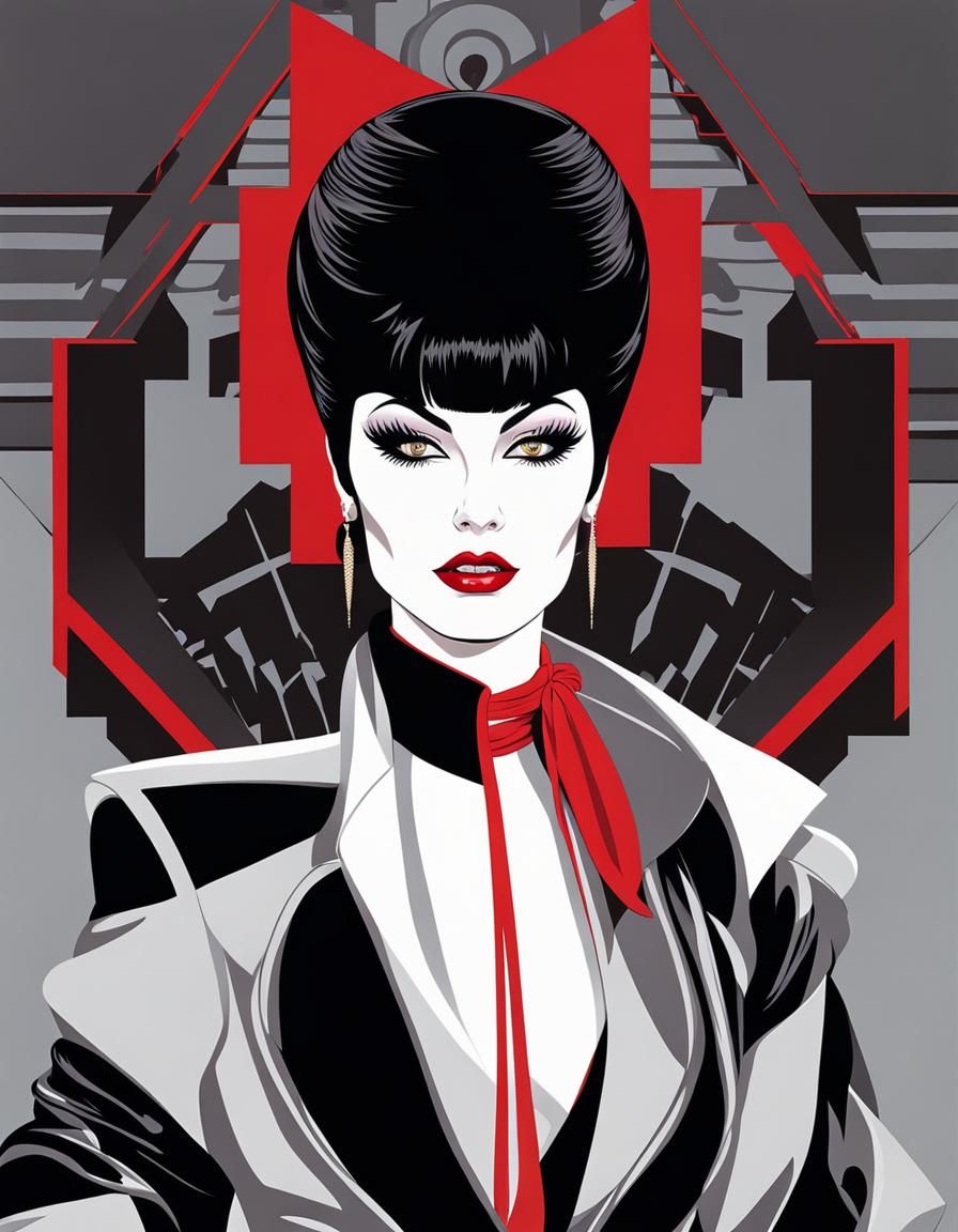 Elvira in Nagel Style, Airbrush Illustration