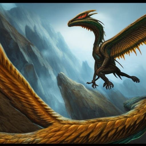 Archaeopteryx and Dragons in Detailed Matte Painting