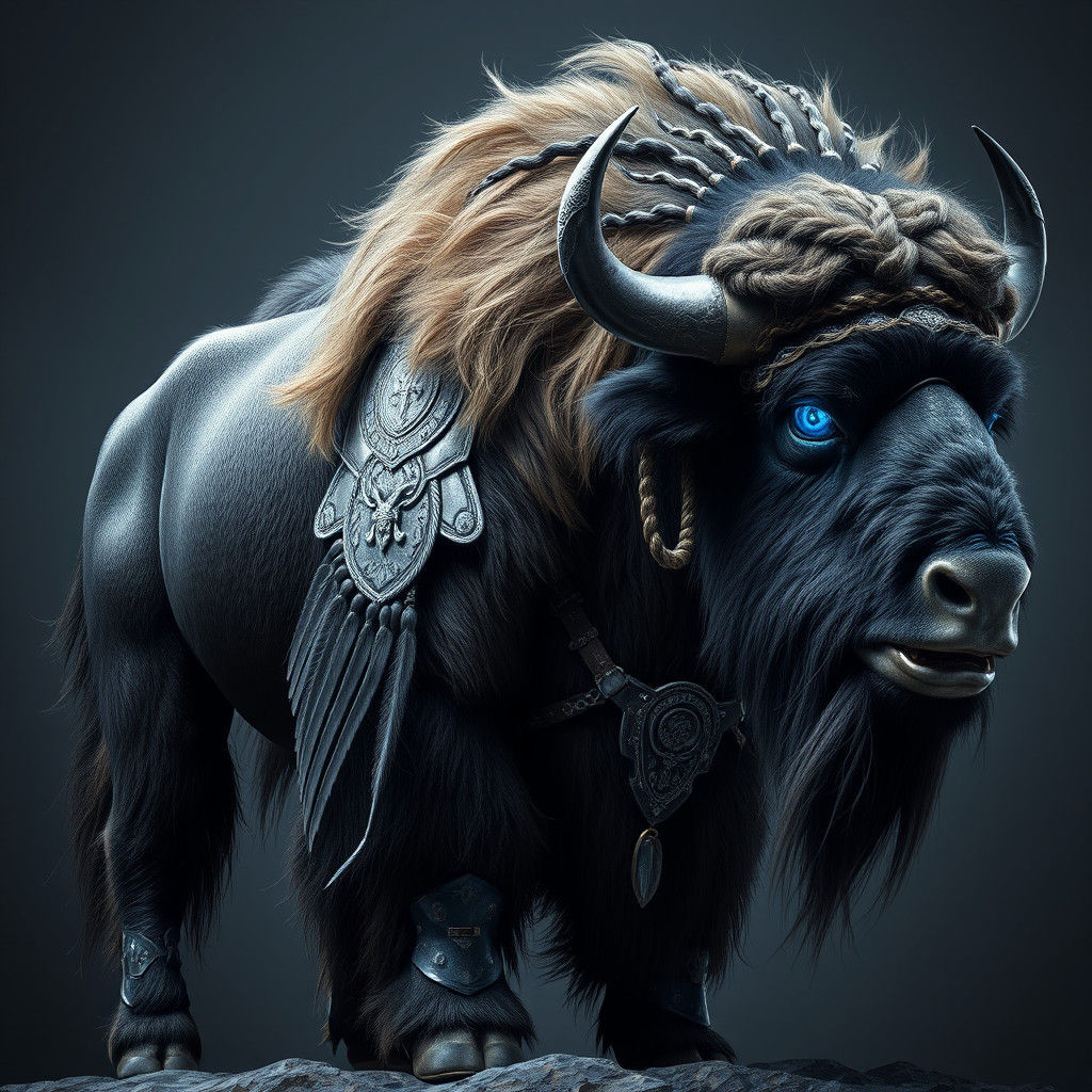 Buffalo-Viking Hybrid in Ornate Armor