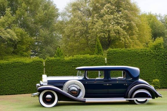 1930s Oldsmobile in Vintage Landscape Portrait