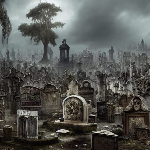 Epic Graveyard Digital Matte Painting
