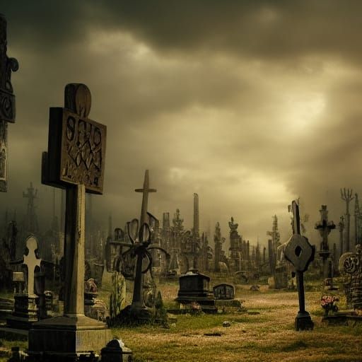 Epic Graveyard Digital Matte Painting