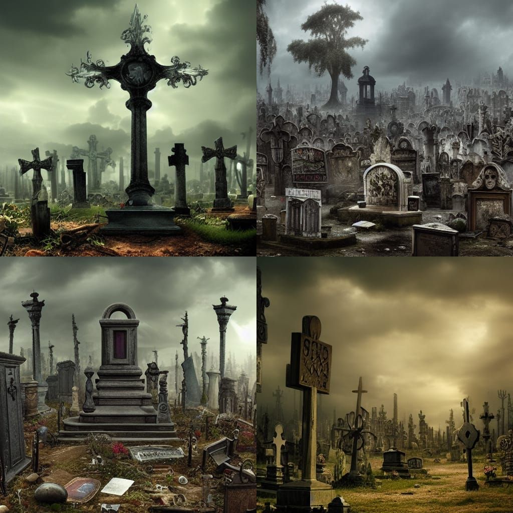 Dramatic Graveyard Digital Matte Painting