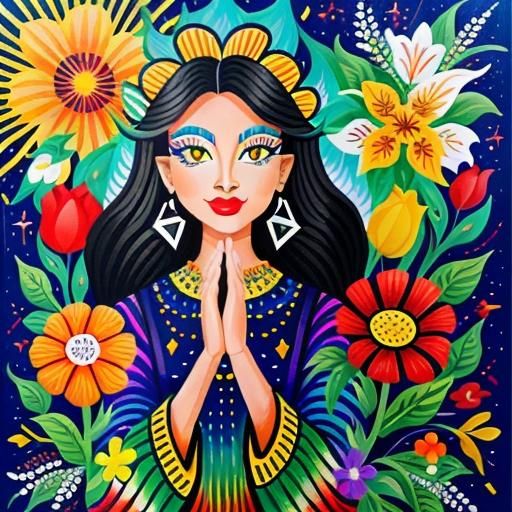 Vibrant Gouache Painting of a Beautiful Soul