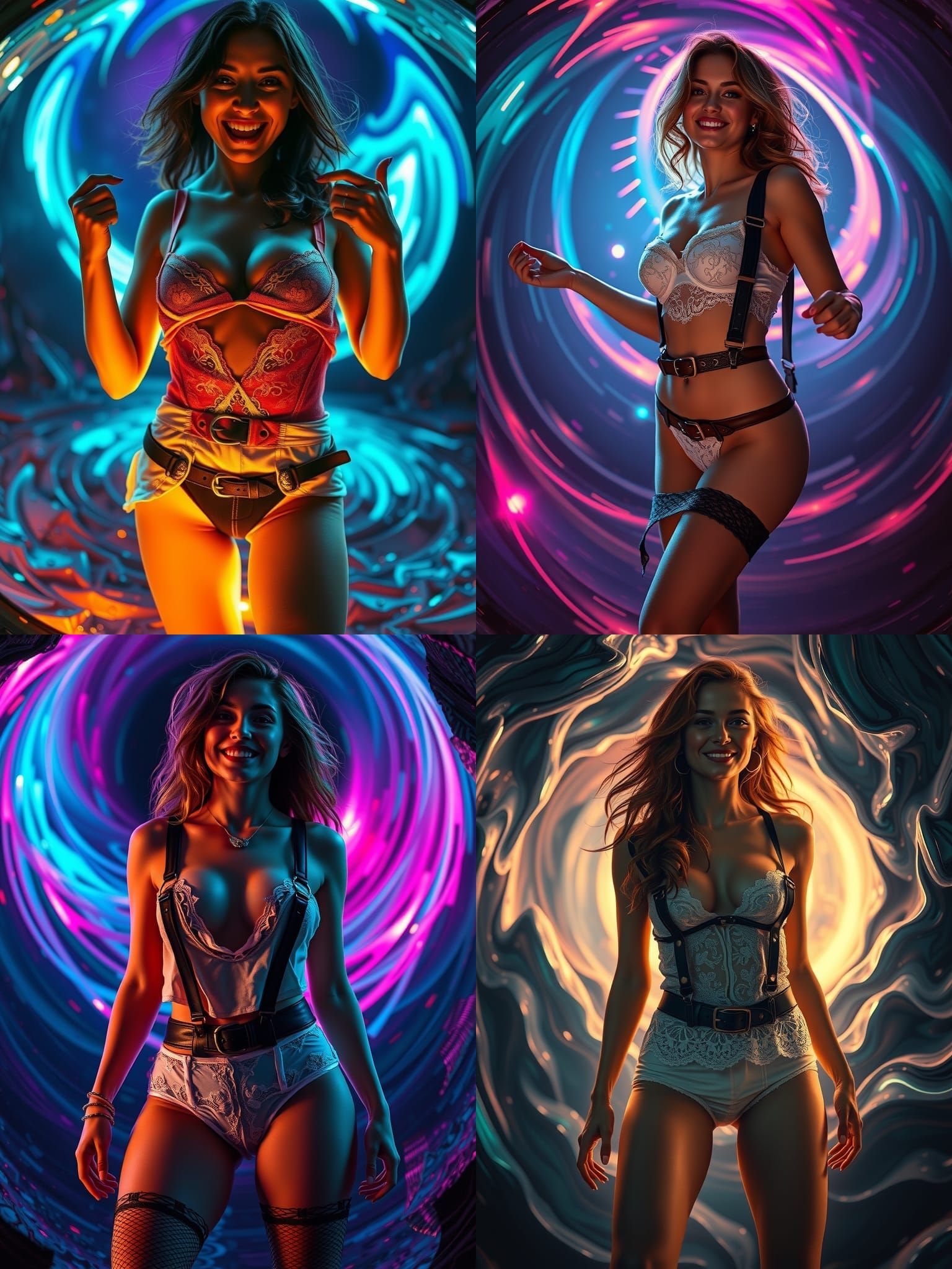 Surrealism. Full body image,  British Female , clothing ripp...