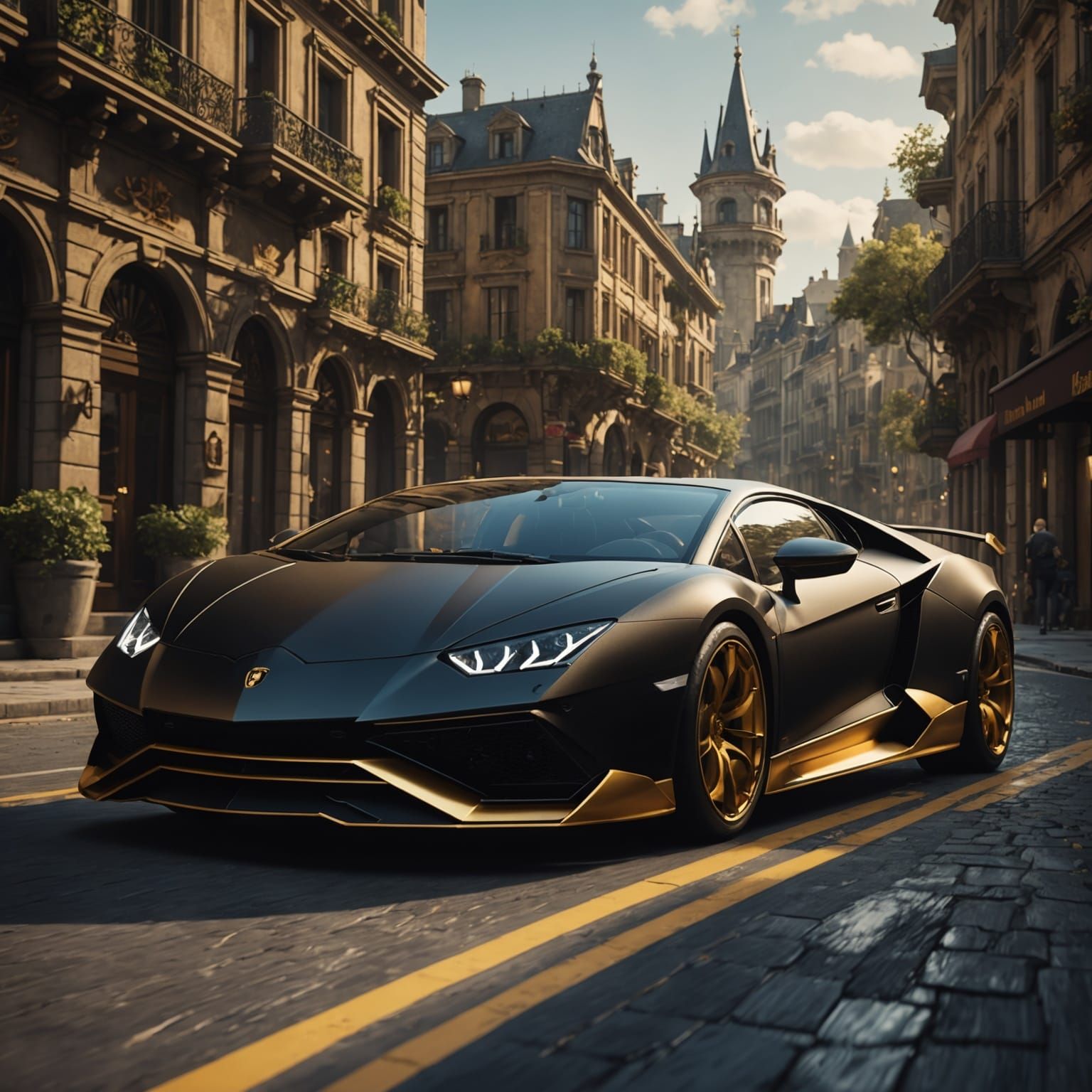 Donald Duck Drives Gold Lamborghini: Fantasy Concept Art