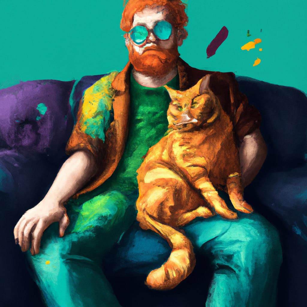 Homeless Boy with Cat: Hyperrealistic Splash Art