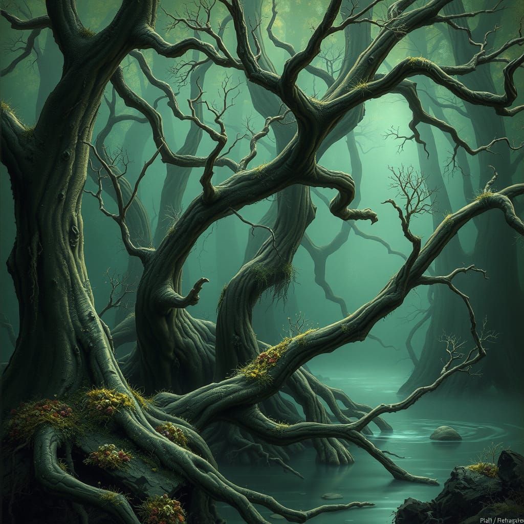 Petrified Tree Limbs in Mystical Emerald Forest