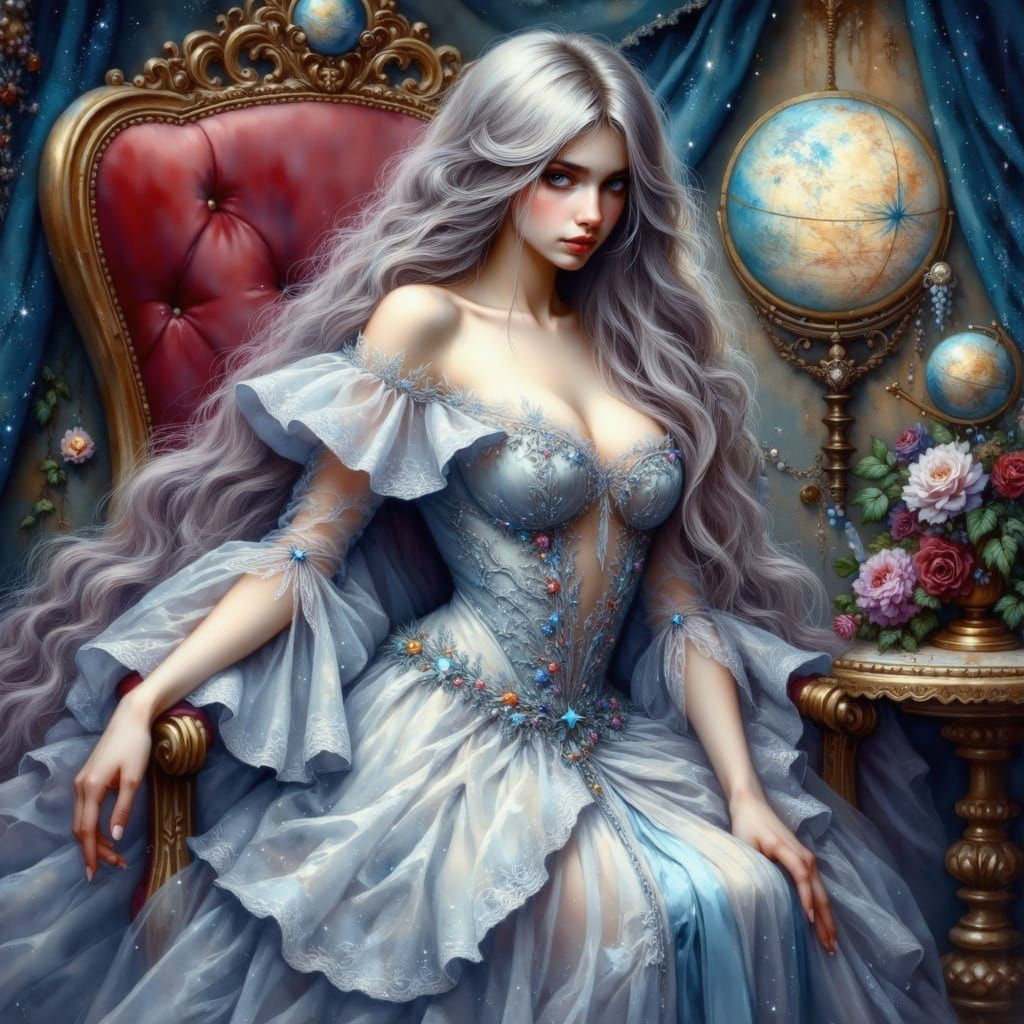 Ethereal Woman in Art Nouveau Style