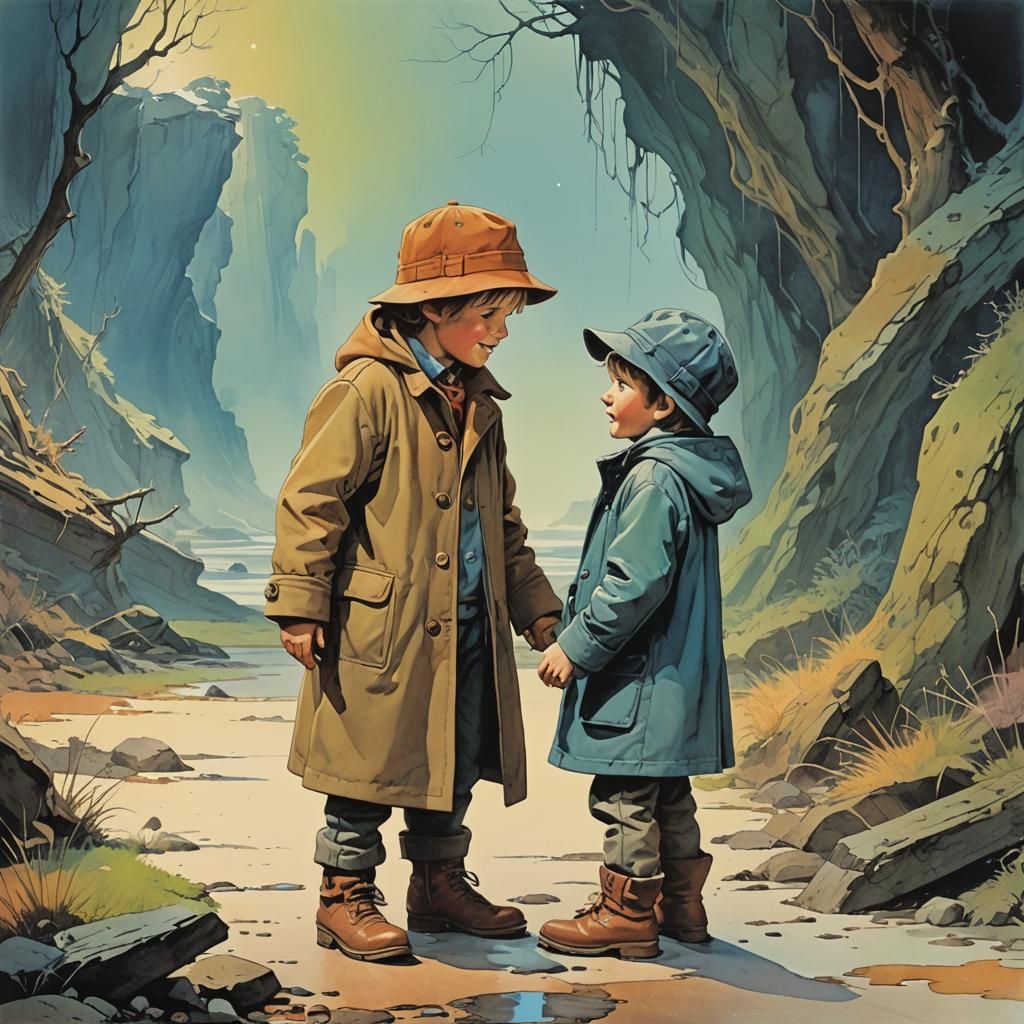 Two Brothers Stand Together in a Vibrant Splash Art Style