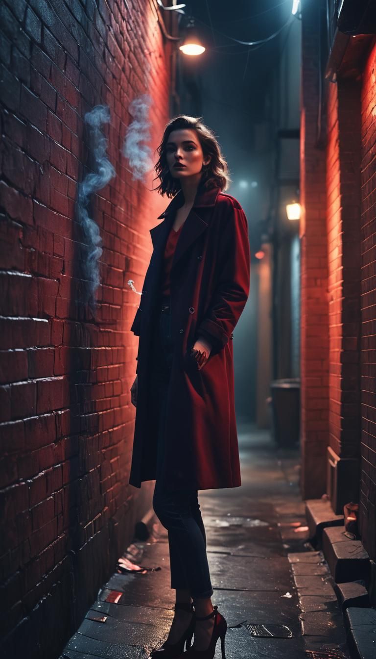 Girl in Alleyway: Cinematic Digital Art