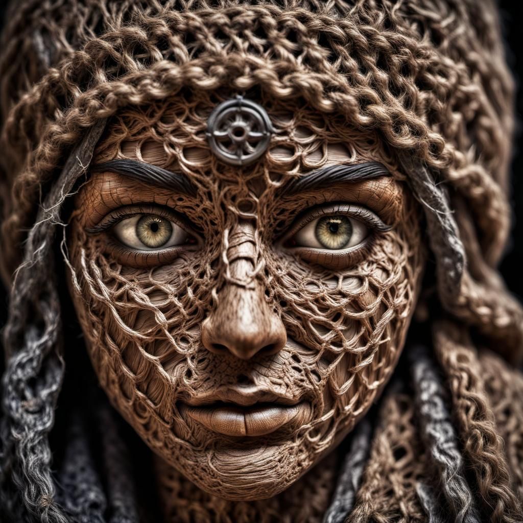 Textured Face Art: Wood, Metal, and Fabric