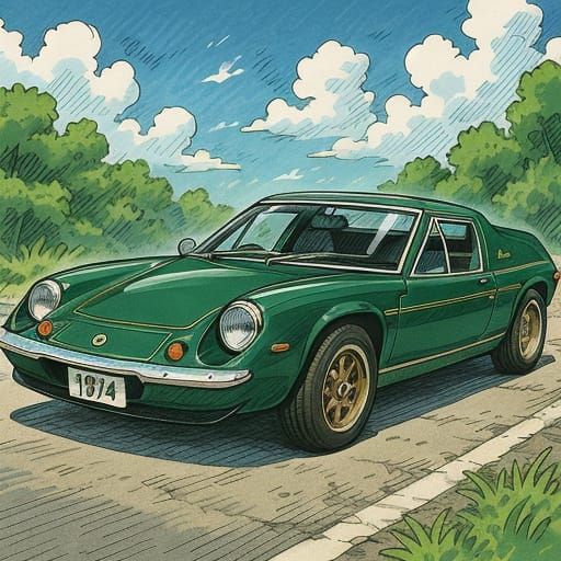 Racing Green Lotus Europa Special in Manga Style