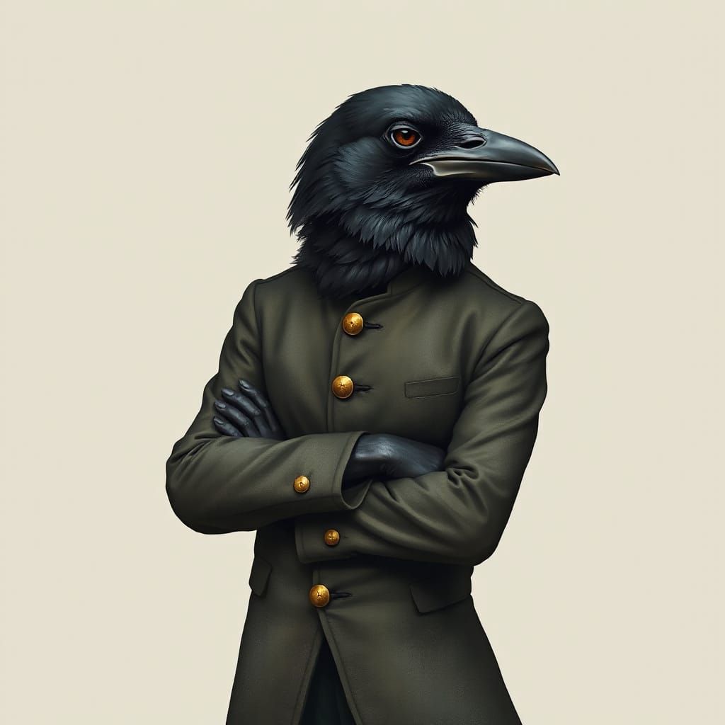 Crow in Frock Coat: Whimsical Fantasy Art