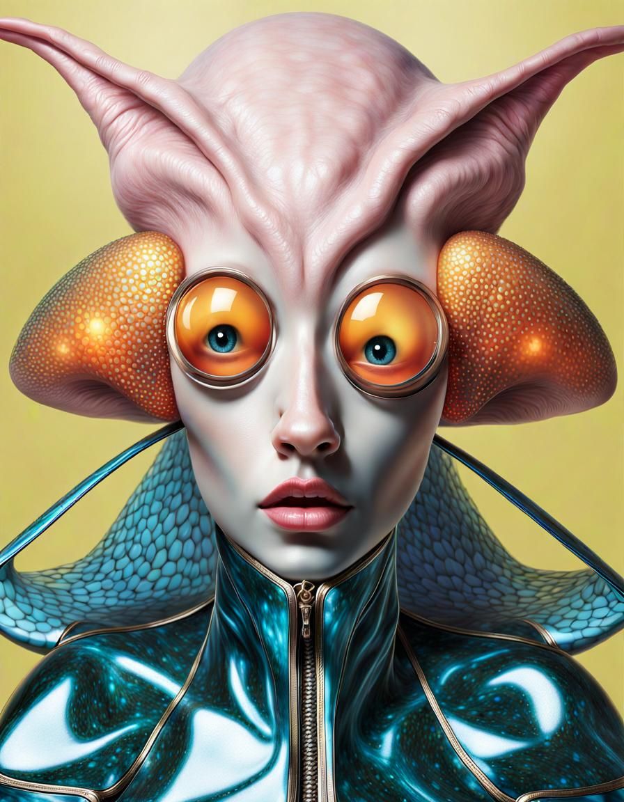 Alien People and Pets in Dreamy Glazed Landscape