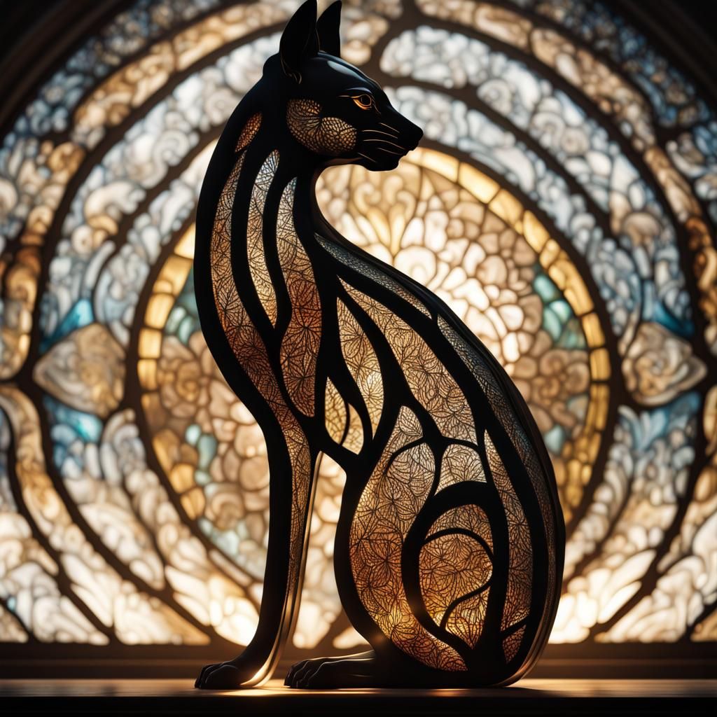 Stained Glass Animal Lamp with Double Exposure Effect