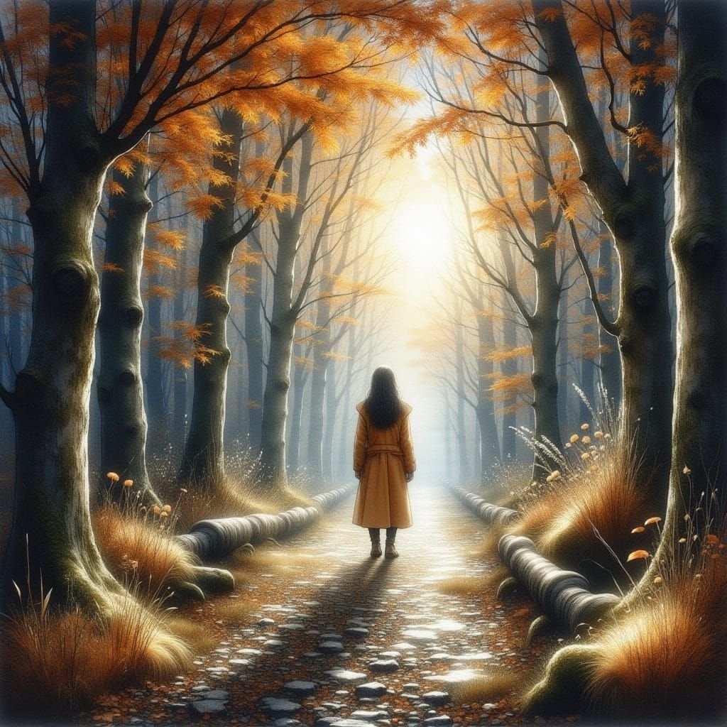 Minuscule Figure Basking in Radiant Light