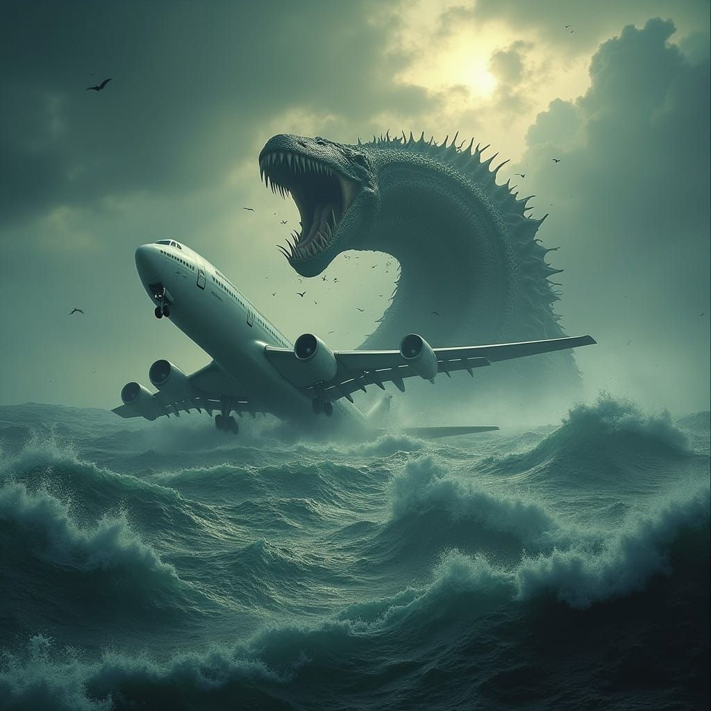 Gigantic Sea Monster Engulfs Commercial Airliner in Turbulen...