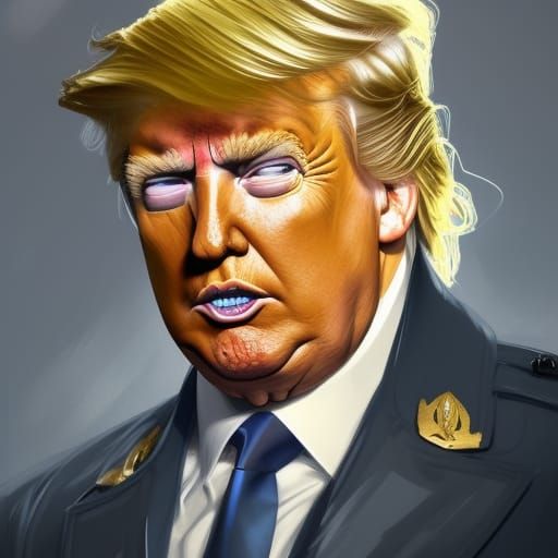 Donald Trump Portrait in Military Uniform, Digital Art