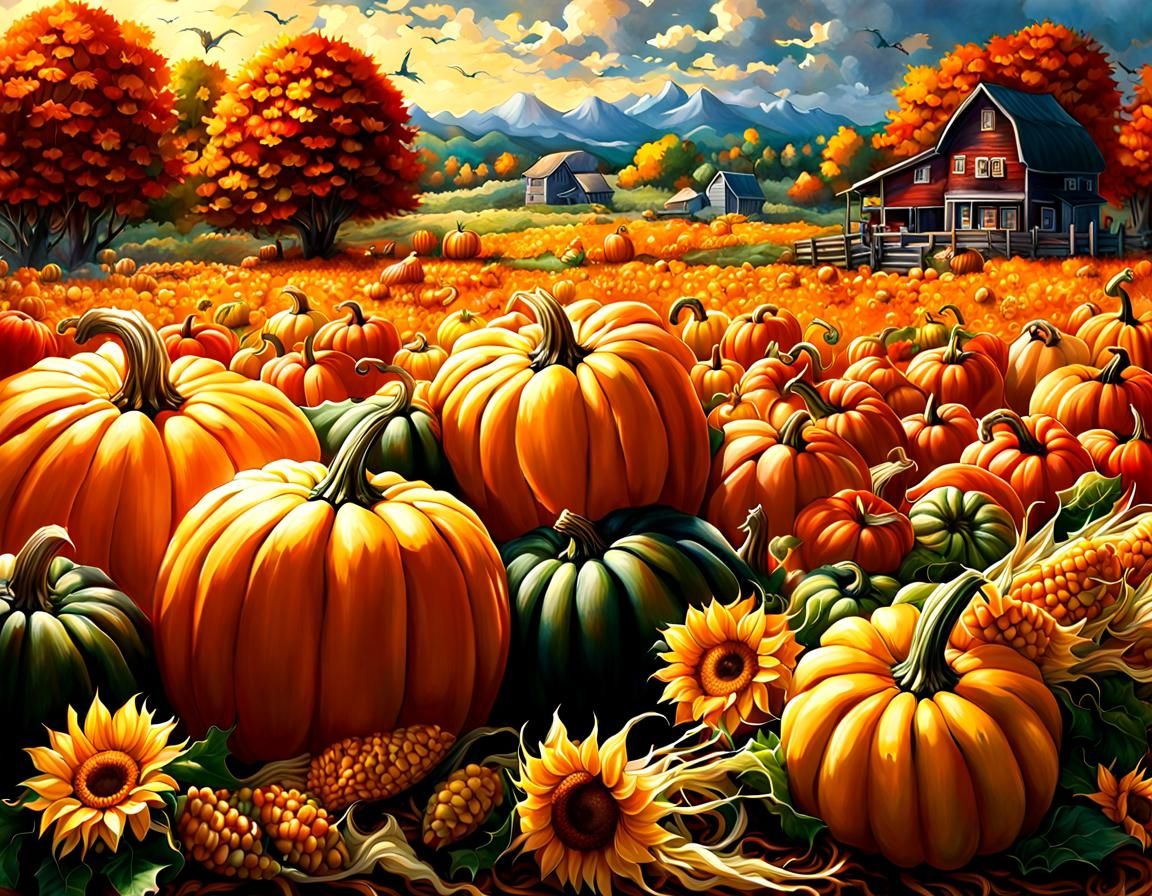 Fall Harvest: Hyperrealistic Anime-Style Abundance