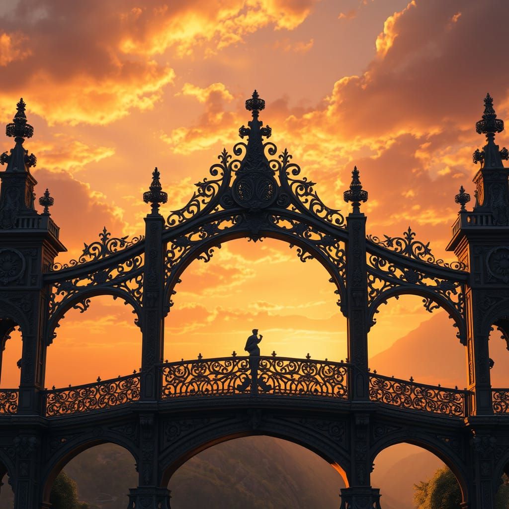 Majestic Fantasy Bridge at Sunset