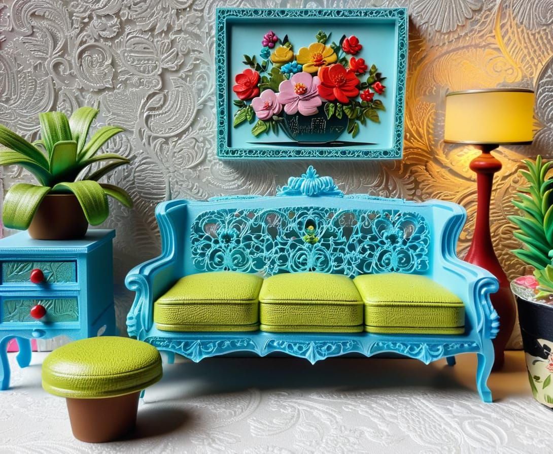 MCM Living Room Vignette in 3D