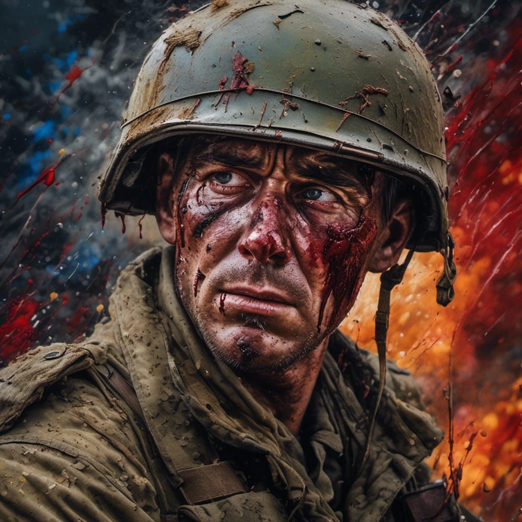 WWII Soldier Portrait in Hyperreal Style