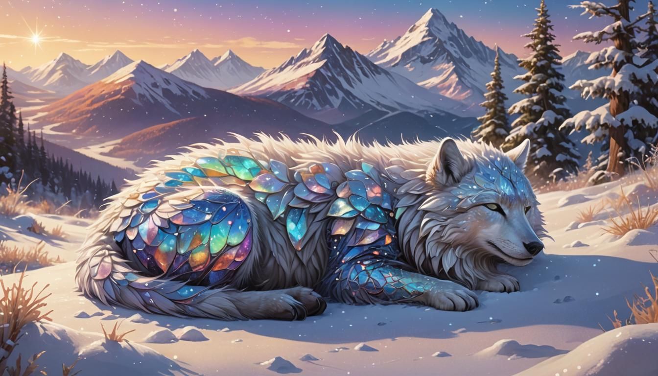Magical Winter Landscape with Sleeping Creature