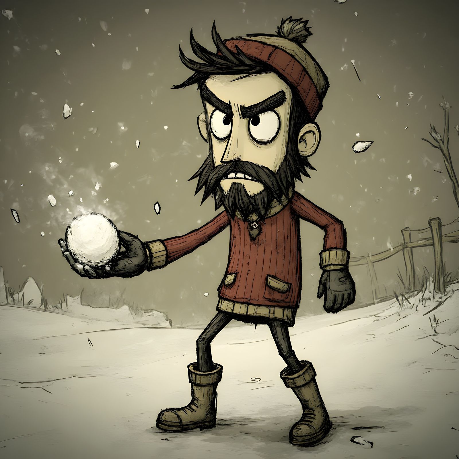 High-Fashion Portrait of Irish Man in Snowball Fight