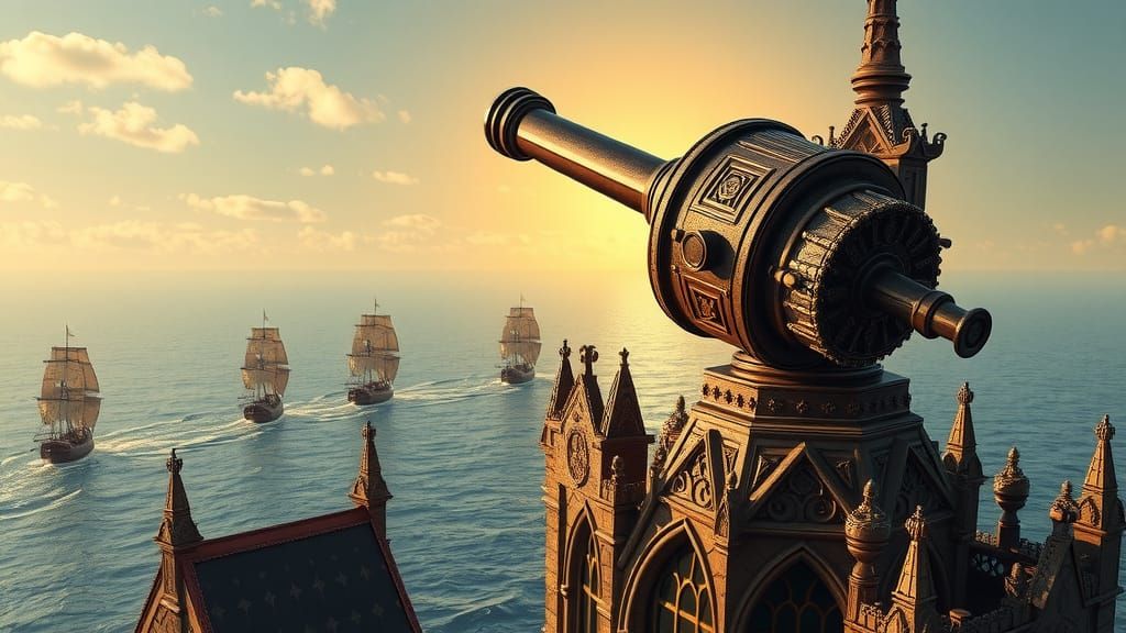 Gothic Art Style: Gothic Telescope looking out to  sea , tel...