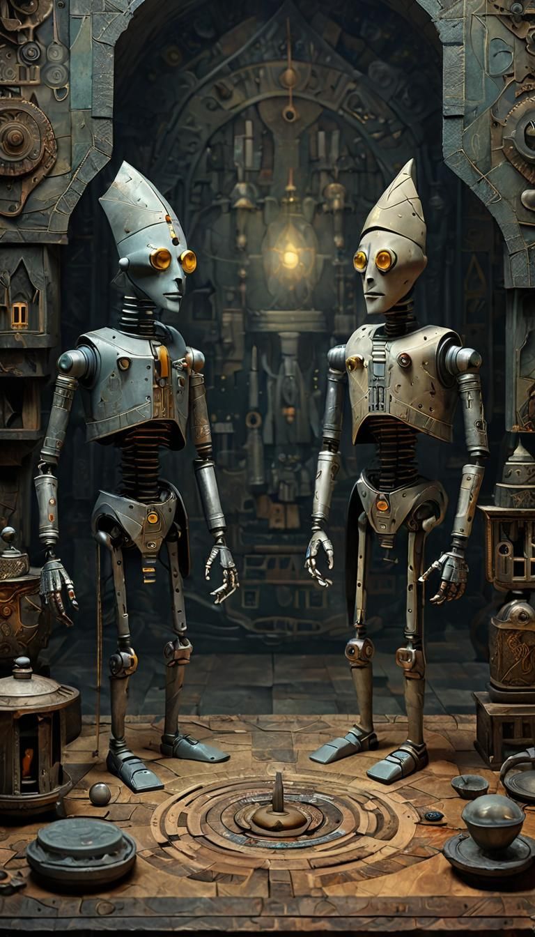 Cyborgs in Muted Watercolor Style