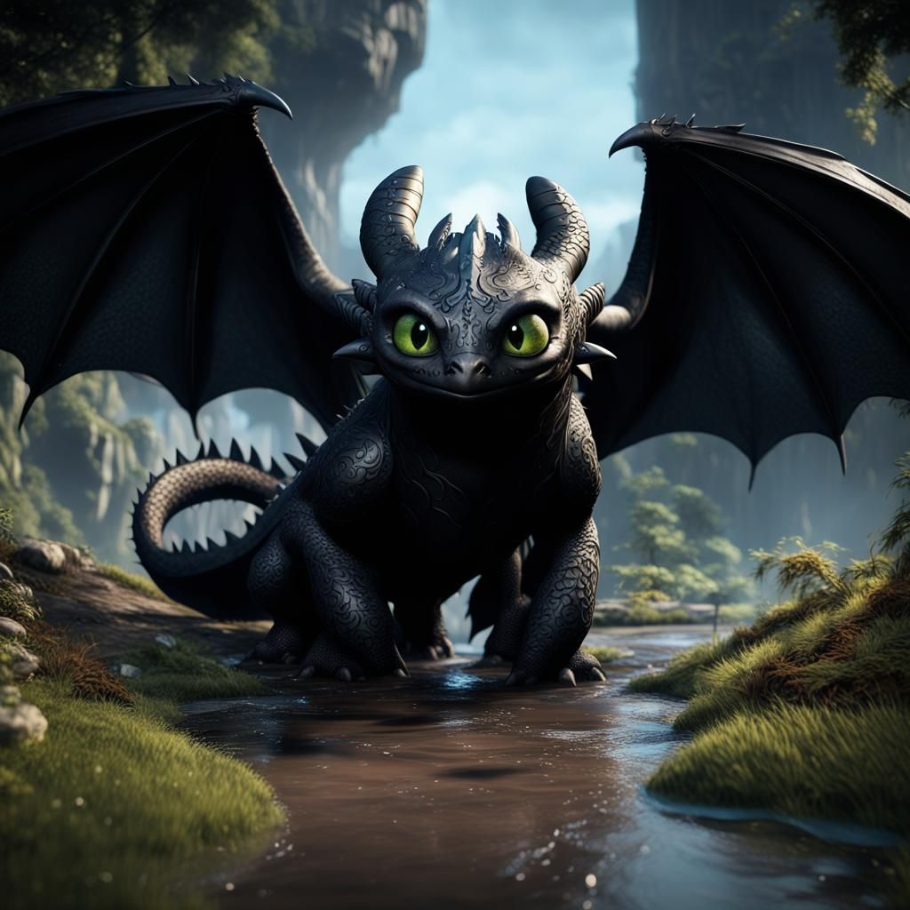 Detailed Matte Painting of Toothless in 8k